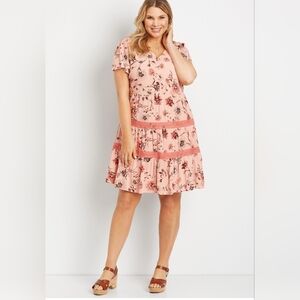 MAURICES boho Baby Doll Summer Pink Dress